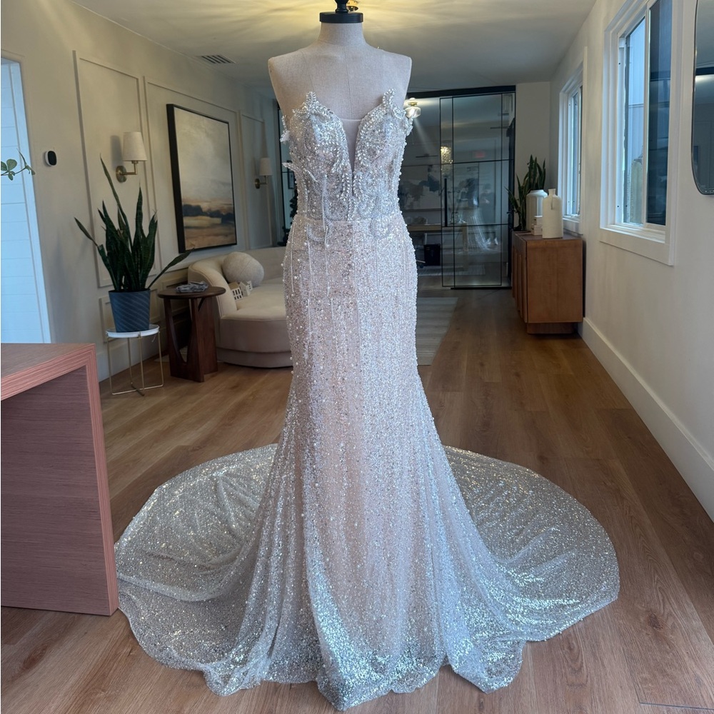 Elegant Silver Sequin Gown